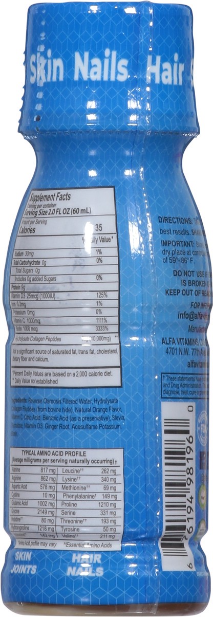 slide 6 of 9, Alfa Vitamins Sugar Free Shot Skin Glow Orange Ginger Collagen C 2.0 fl oz, 2 fl oz