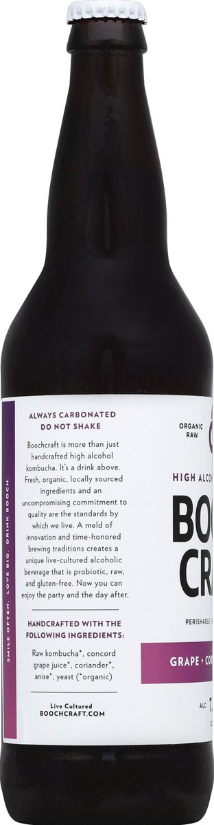 slide 3 of 4, Boochcraft Kombucha, High Alcohol, Grape + Coriander + Anise, 22 oz