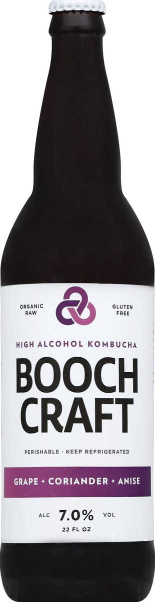 slide 4 of 4, Boochcraft Kombucha, High Alcohol, Grape + Coriander + Anise, 22 oz