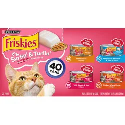 Purina Friskies Wet Cat Food Variety Pack, Surfin'' & Turfin'' Prime Filets Favorites