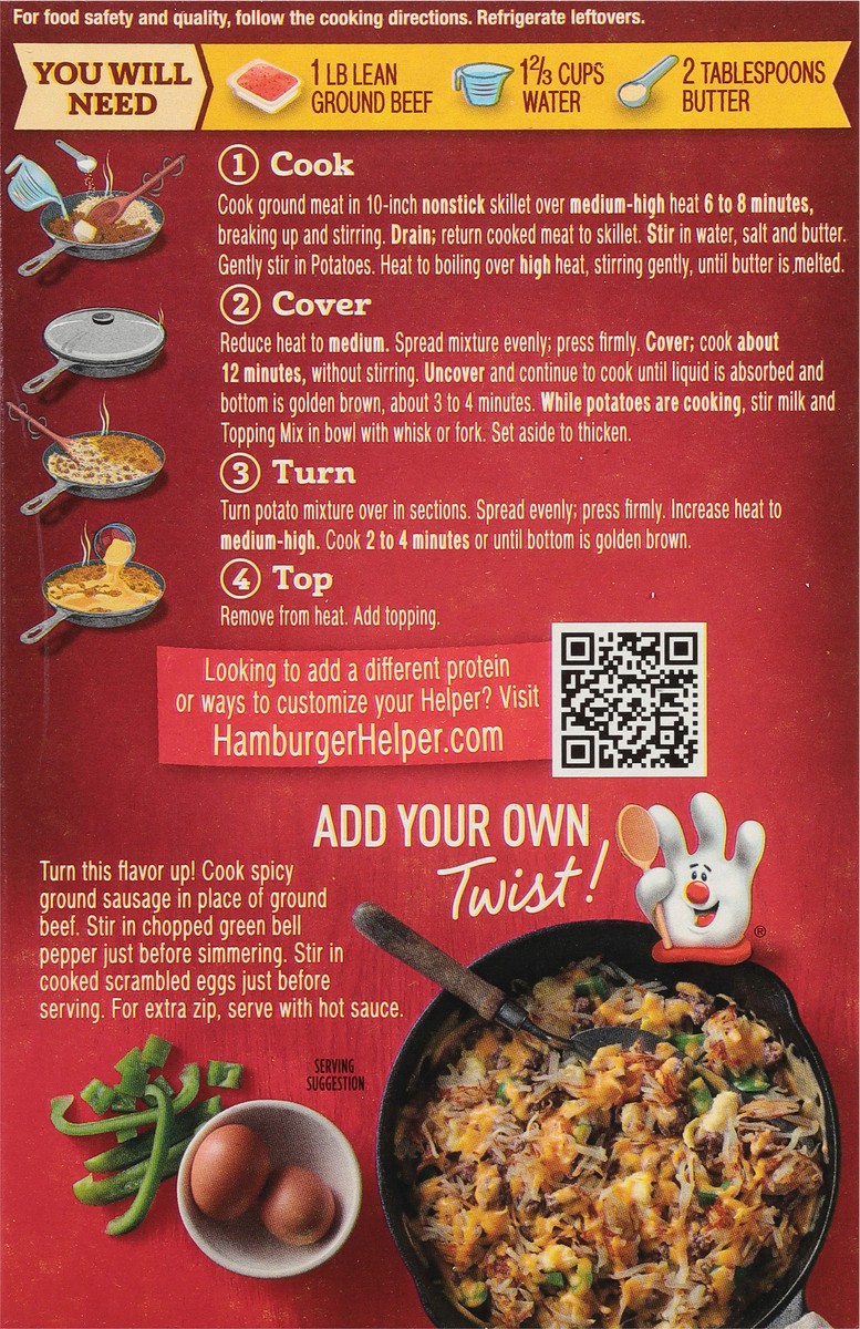 slide 11 of 14, Hamburger Helper Breakfast Rich Cheese Sauce Cheesy Hashbrowns 5.5 oz, 5.5 oz