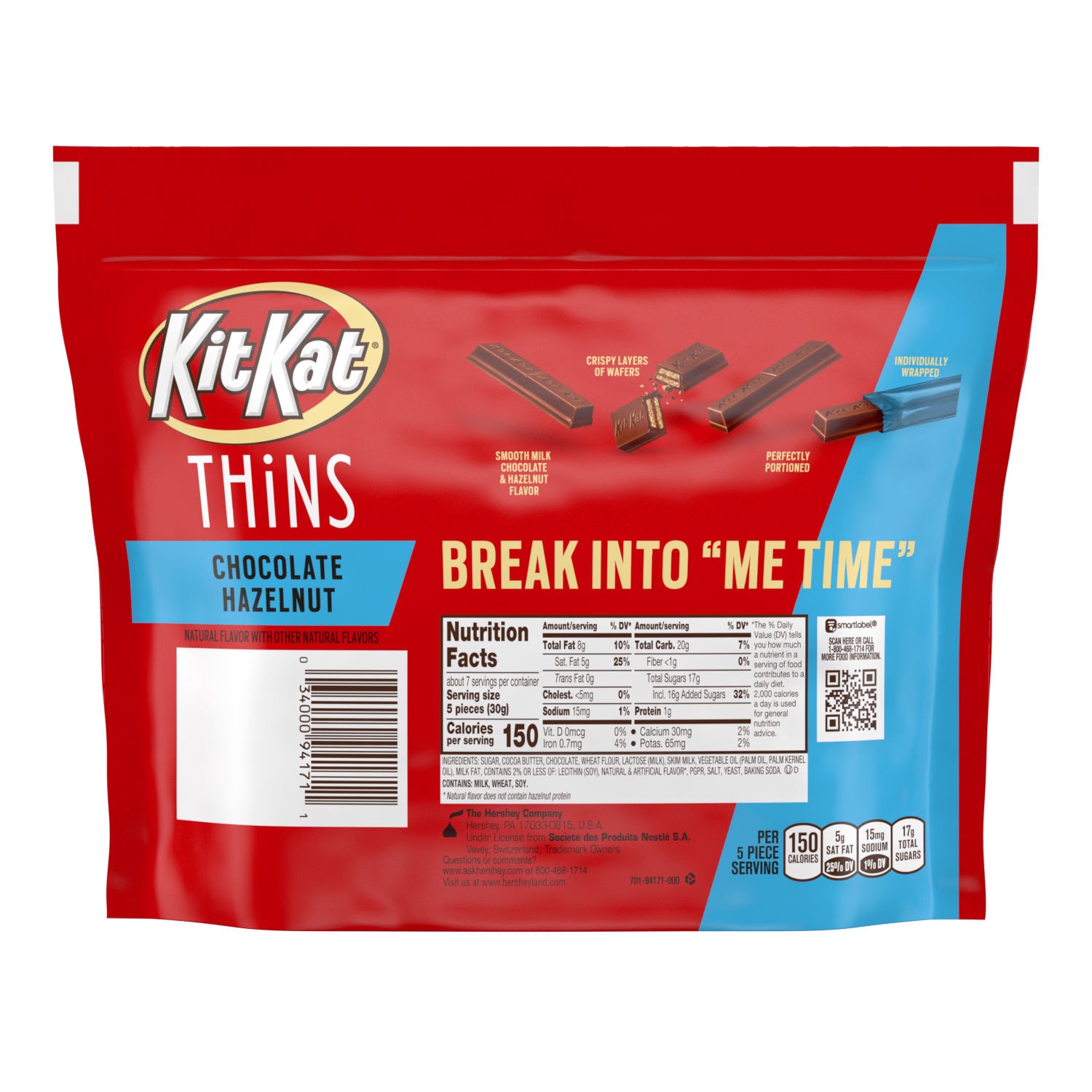 slide 3 of 8, KIT KAT THiNS Milk Chocolate Hazelnut Wafer Candy Share Pack, 7.2 oz, 7.2 oz