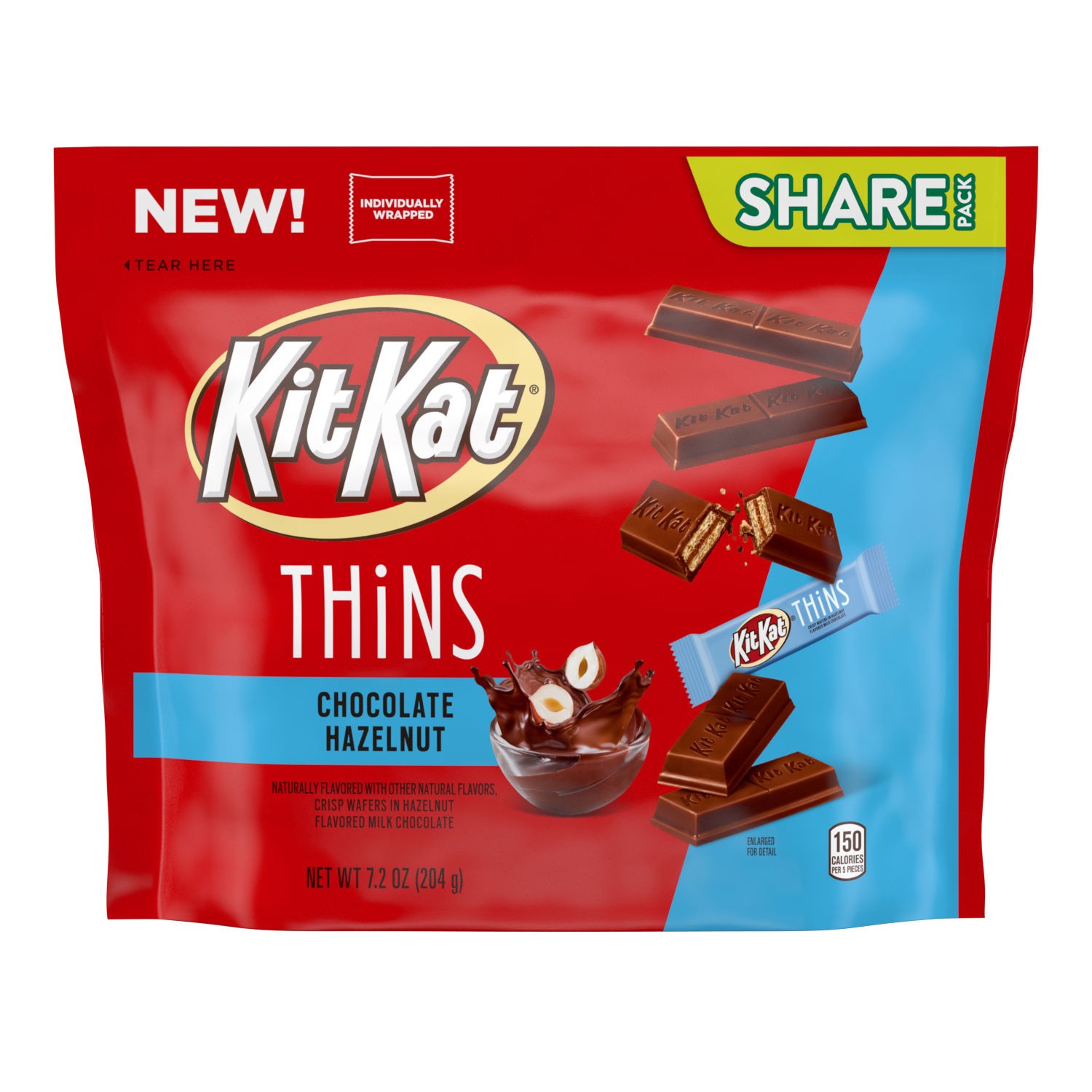 slide 1 of 8, KIT KAT THiNS Milk Chocolate Hazelnut Wafer Candy Share Pack, 7.2 oz, 7.2 oz