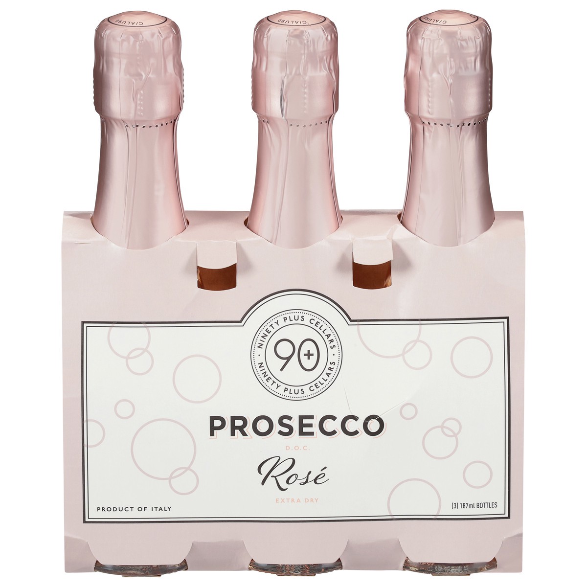 slide 1 of 11, 90+ Cellars Italy Lot 197 Extra Dry Prosecco D.O.C. Rose 3 - 187 ml Bottles, 3 ct; 6.32 fl oz