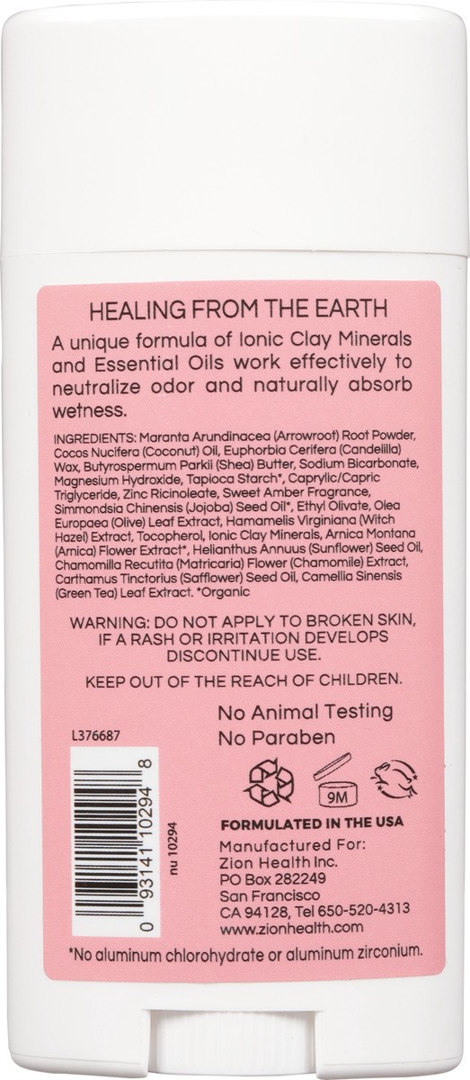 slide 5 of 9, Zion Health Clay Dry Deodorant, Sweet Amber, 2.8 oz
