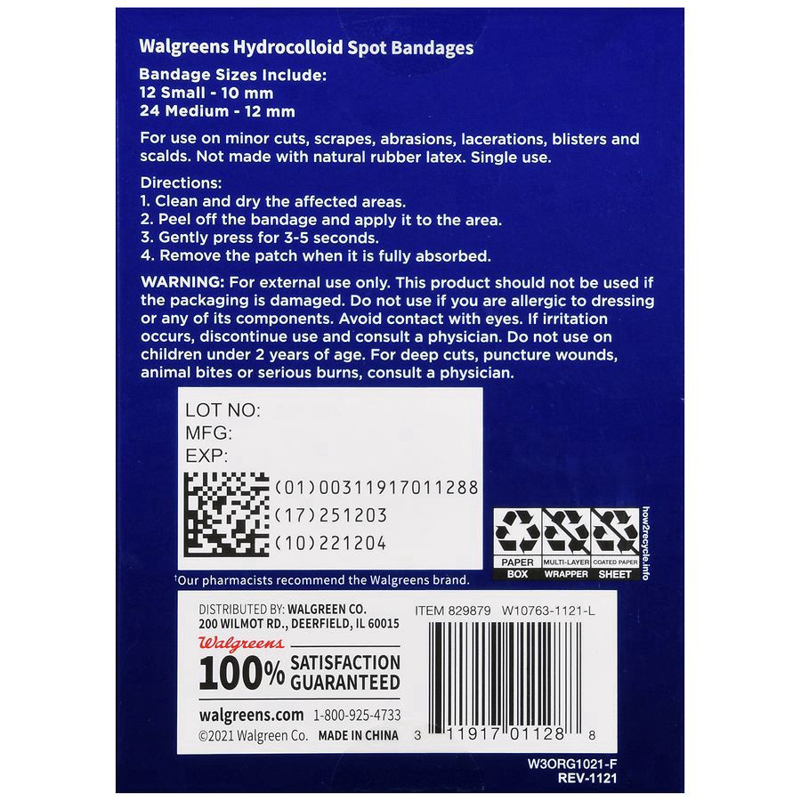 slide 3 of 5, Walgreens Hydrocolloid Spot Bandages, 36 ct