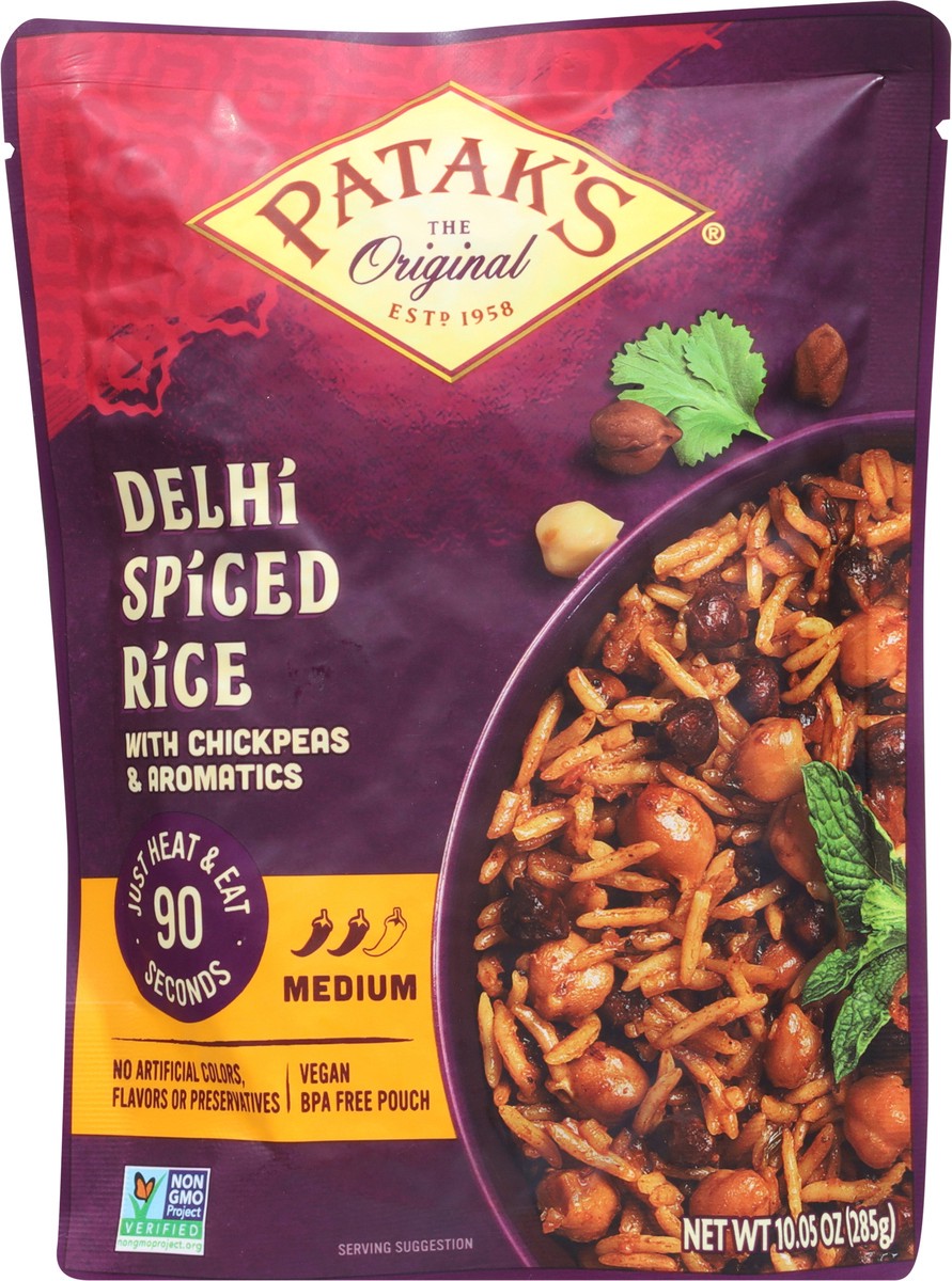 slide 6 of 13, Patak's Medium Delhi Spiced Rice with Chickpeas & Aromatics 10.05 oz, 10.05 oz