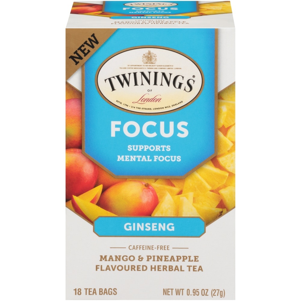 slide 1 of 1, Twinings Superblends Tea Bags Adaptogens Focus Mango & Pineapple Herbal Tea 18 Bags - 18 ct, 18 ct