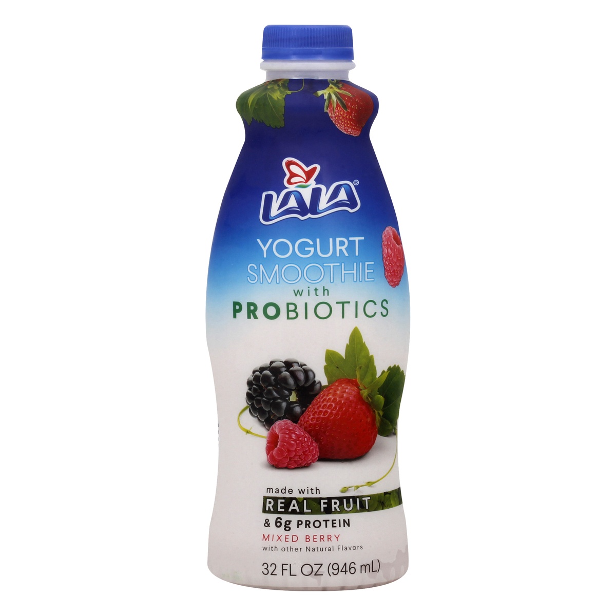 slide 1 of 1, LALA Mixed Berry Yogurt Smoothie With Probiotics, 32 oz