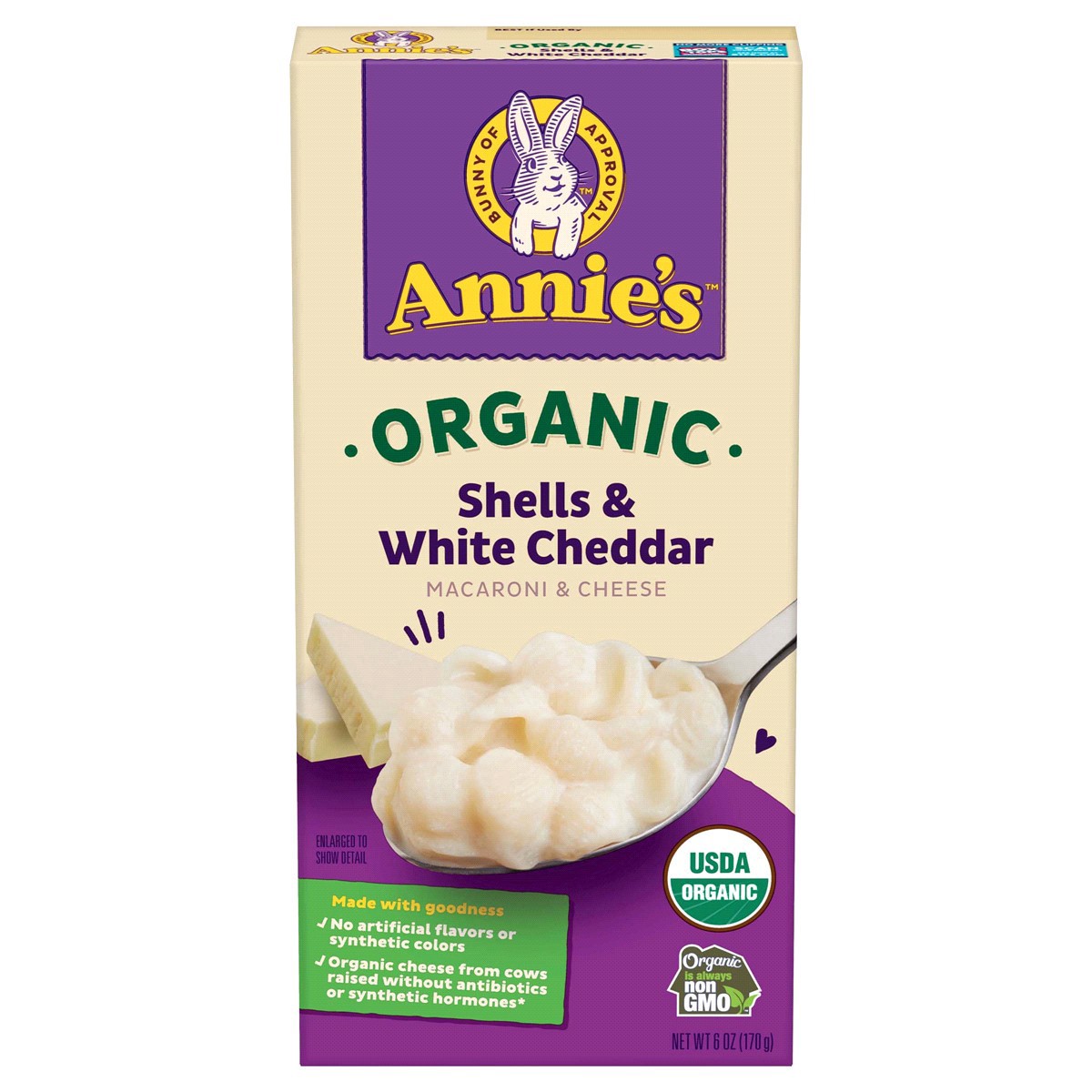 slide 1 of 9, Annie's Organic Shells and White Cheddar, Made with Real Cheese, 6 oz, 6 oz