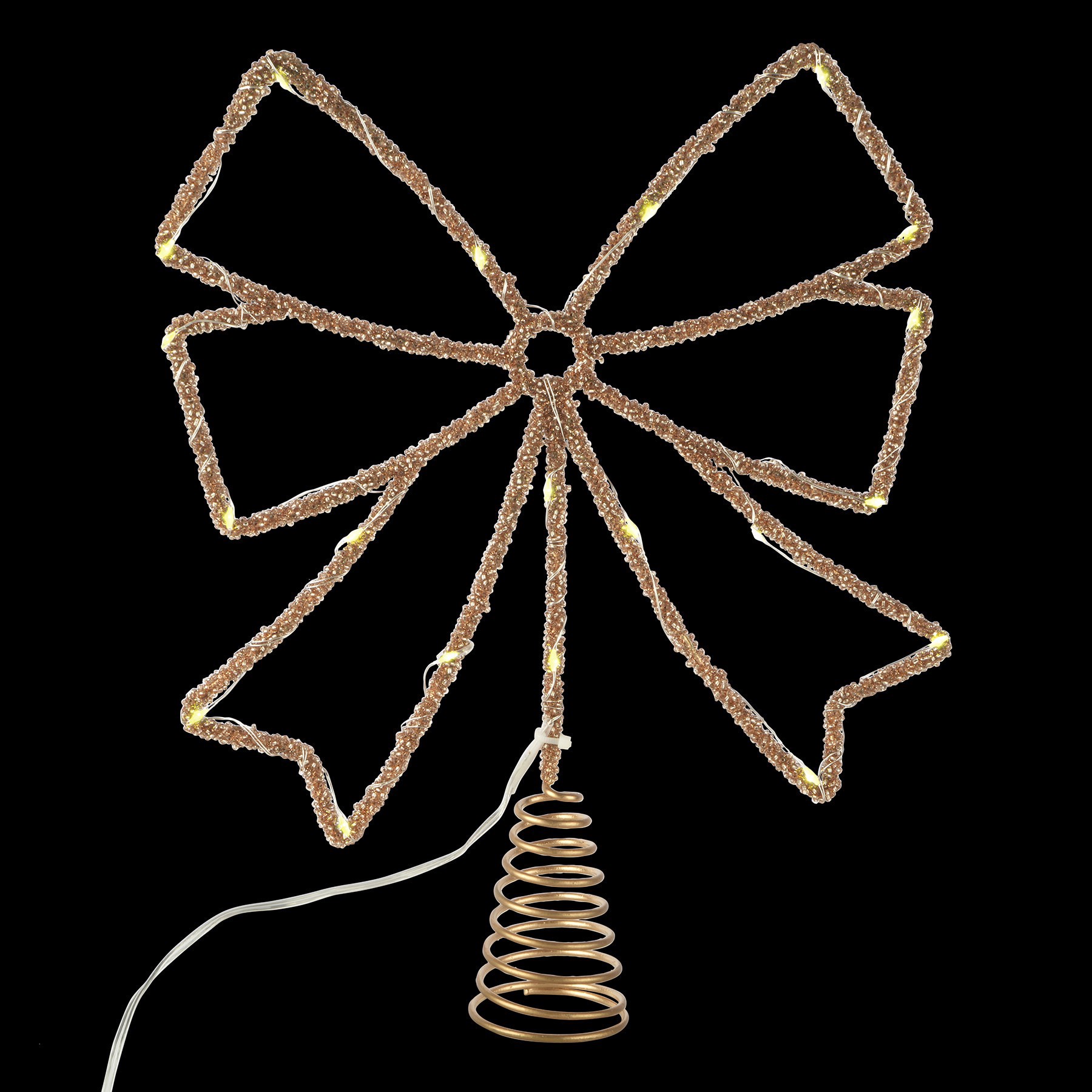 slide 2 of 2, 12" Gold Rhinestone Bow Lighted Tree Topper By Ashland, 12 in