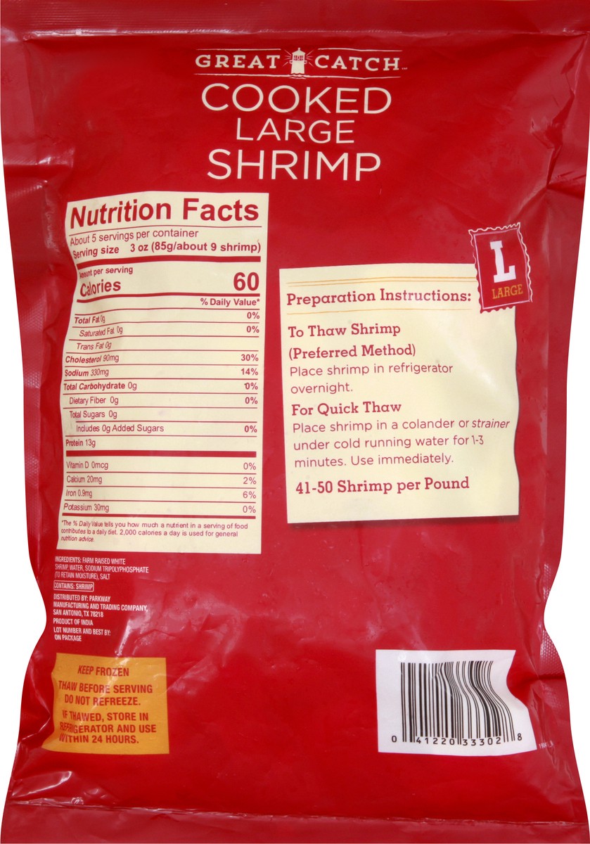 slide 9 of 13, Great Catch Cooked Large Tail On Shrimp 16 oz, 16 oz