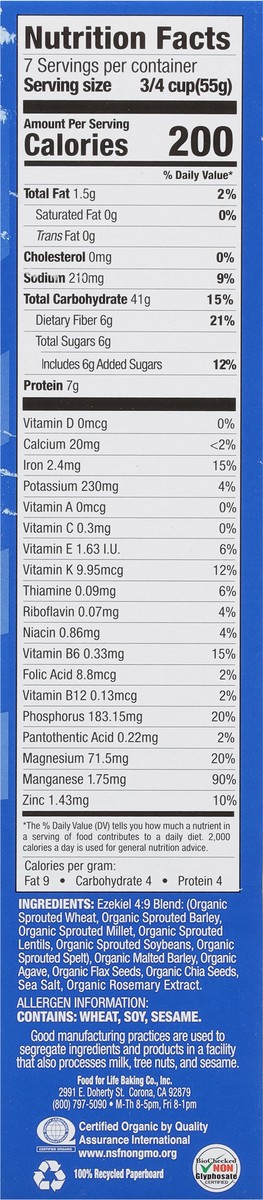 slide 9 of 9, Food for Life Organic Cereal Flax And Chia, 14 oz