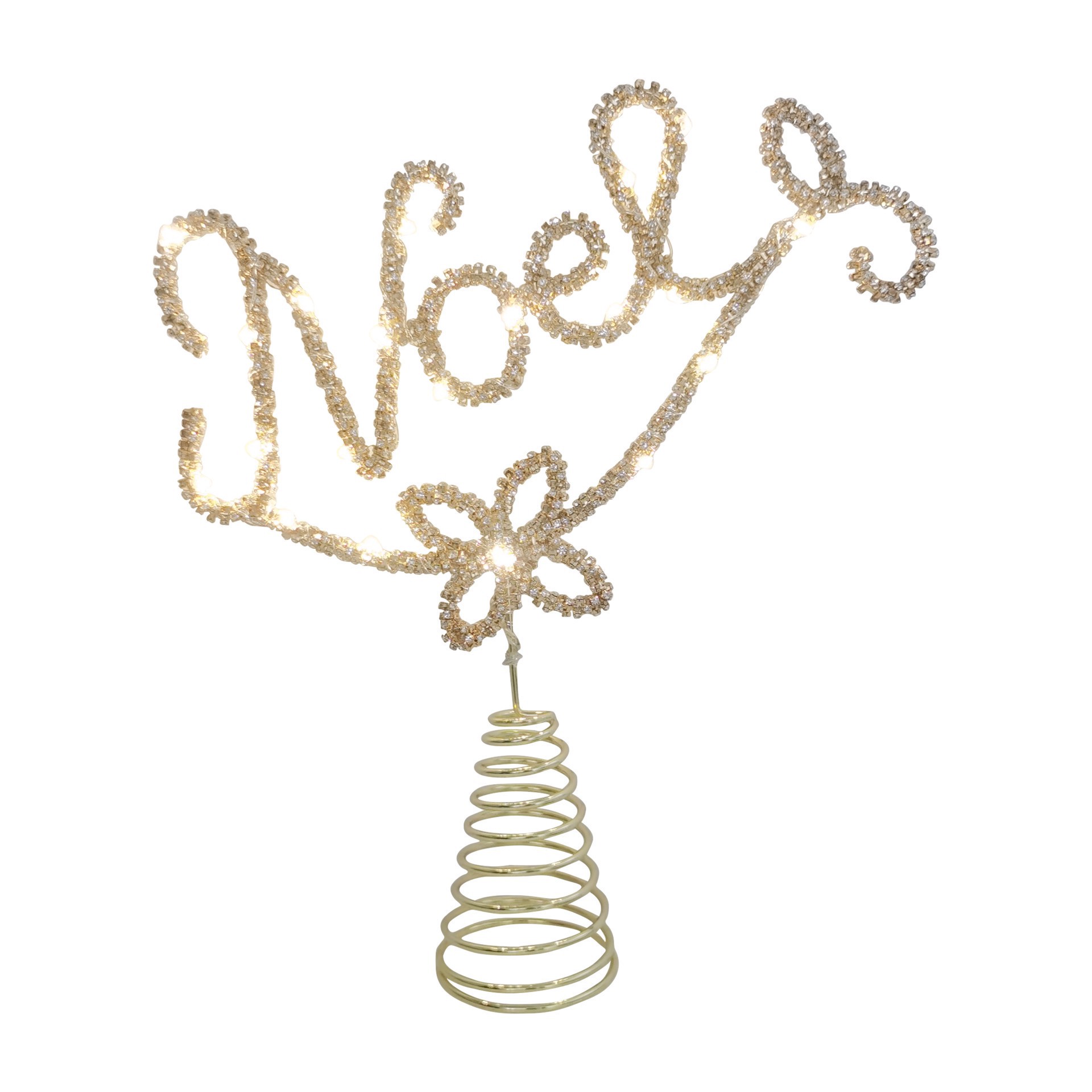 slide 4 of 4, 12" Gold Rhinestone Noel Lighted Tree Topper By Ashland, 11.7 in