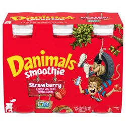 Danimals Strawberry Smoothie Dairy Drink Multi-Pack, 6 ct, 3.1 oz Smoothie Bottles