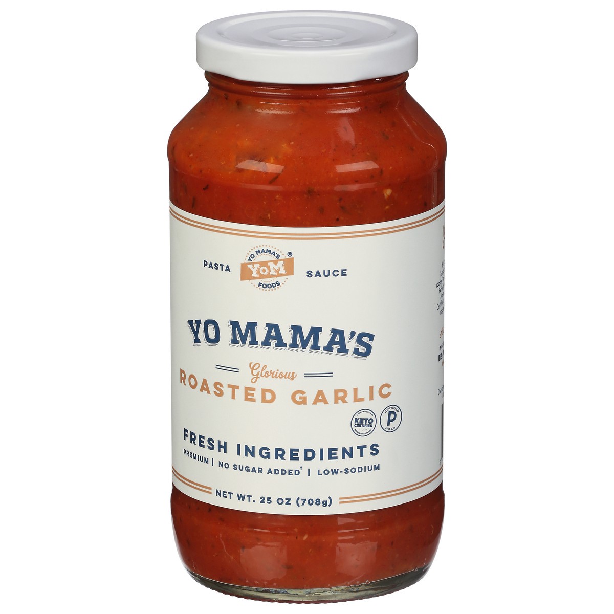 slide 5 of 9, Yo Mama's Roasted Garlic Tomato Sauce 25 oz, 16 oz