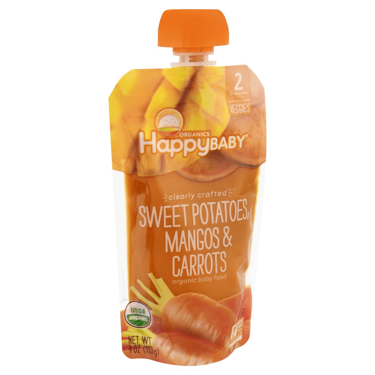 slide 6 of 9, Happy Baby Organics Clearly Crafted Stage 2 Sweet Potatoes, Mangos & Carrots Pouch 4oz UNIT, 4 oz