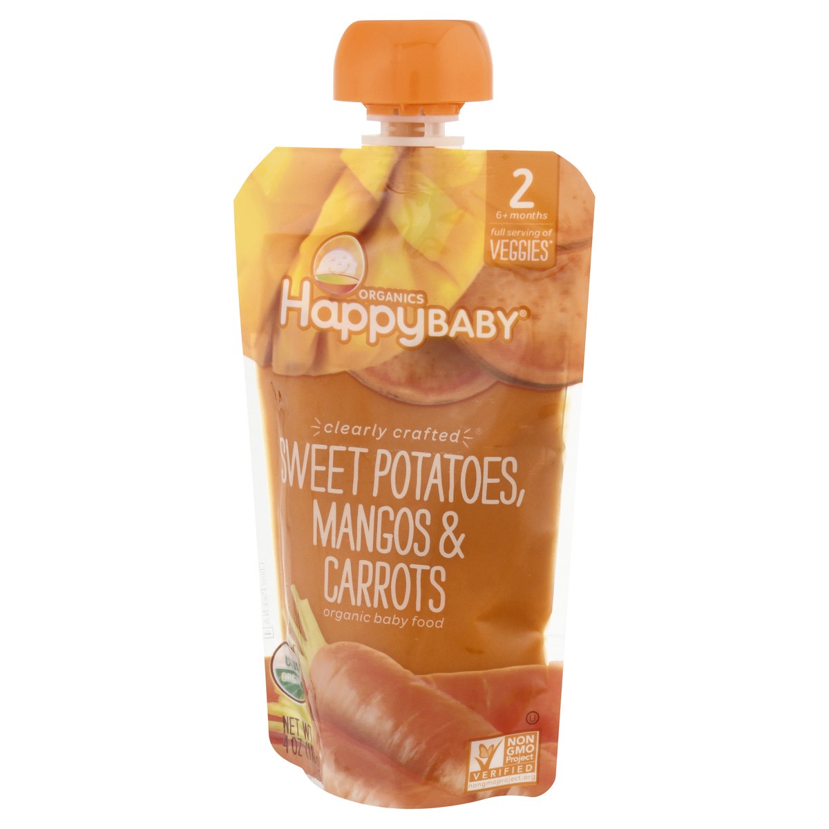 slide 3 of 9, Happy Baby Organics Clearly Crafted Stage 2 Sweet Potatoes, Mangos & Carrots Pouch 4oz UNIT, 4 oz