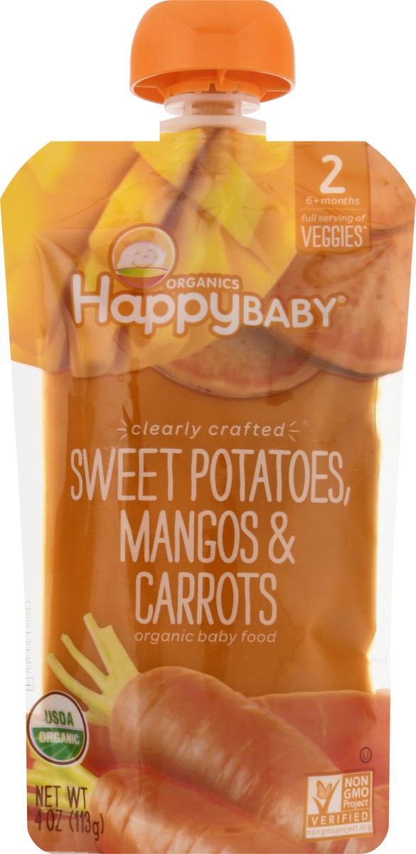 slide 9 of 9, Happy Baby Organics Clearly Crafted Stage 2 Sweet Potatoes, Mangos & Carrots Pouch 4oz UNIT, 4 oz