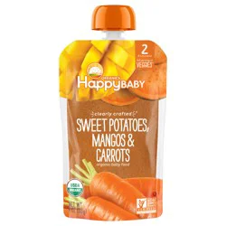 Happy Baby Organics Clearly Crafted Stage 2 Sweet Potatoes, Mangos & Carrots Pouch 4oz UNIT