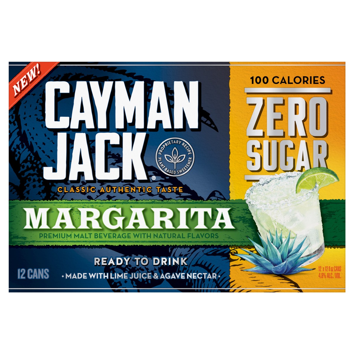slide 1 of 4, Cayman Jack Margarita Zero Sugar 12pk, 12 ct; 12 oz