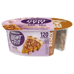 Dannon Light + Fit REMIX Caramel Apple Pie Flavored Fat Free Greek Yogurt with Snickerdoodle Pieces, White Fudge Chunks and Cinnamon Sprinkles Mix-Ins, 4.5 oz Yogurt Cup