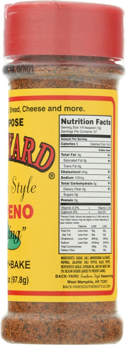 slide 12 of 12, Back-Yard All Purpose Southern Style Jalapeno Seasoning 3.45 oz, 3.45 oz