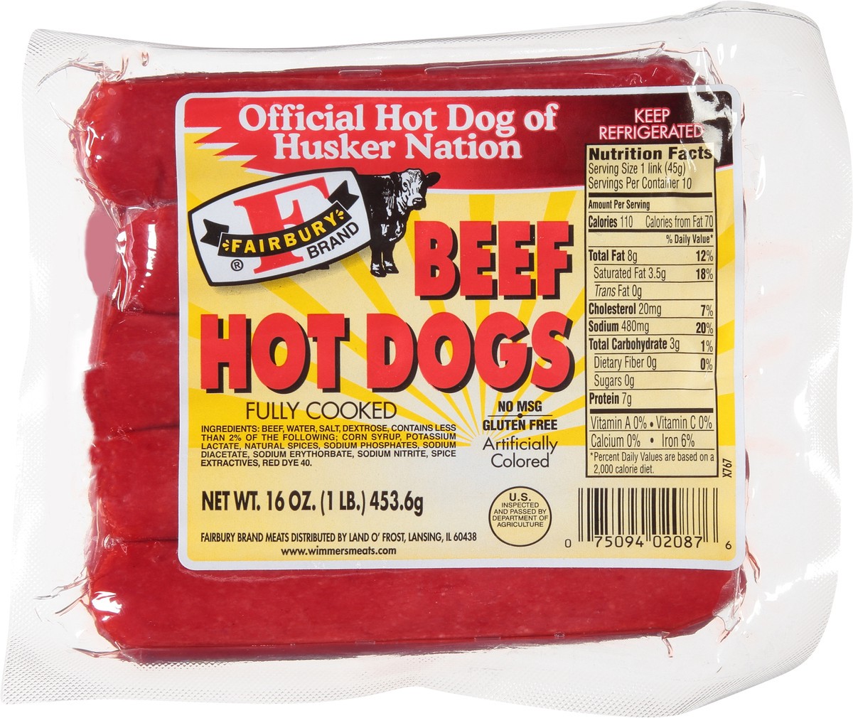 slide 6 of 9, Fairbury Beef Hot Dogs 16 oz, 16 oz