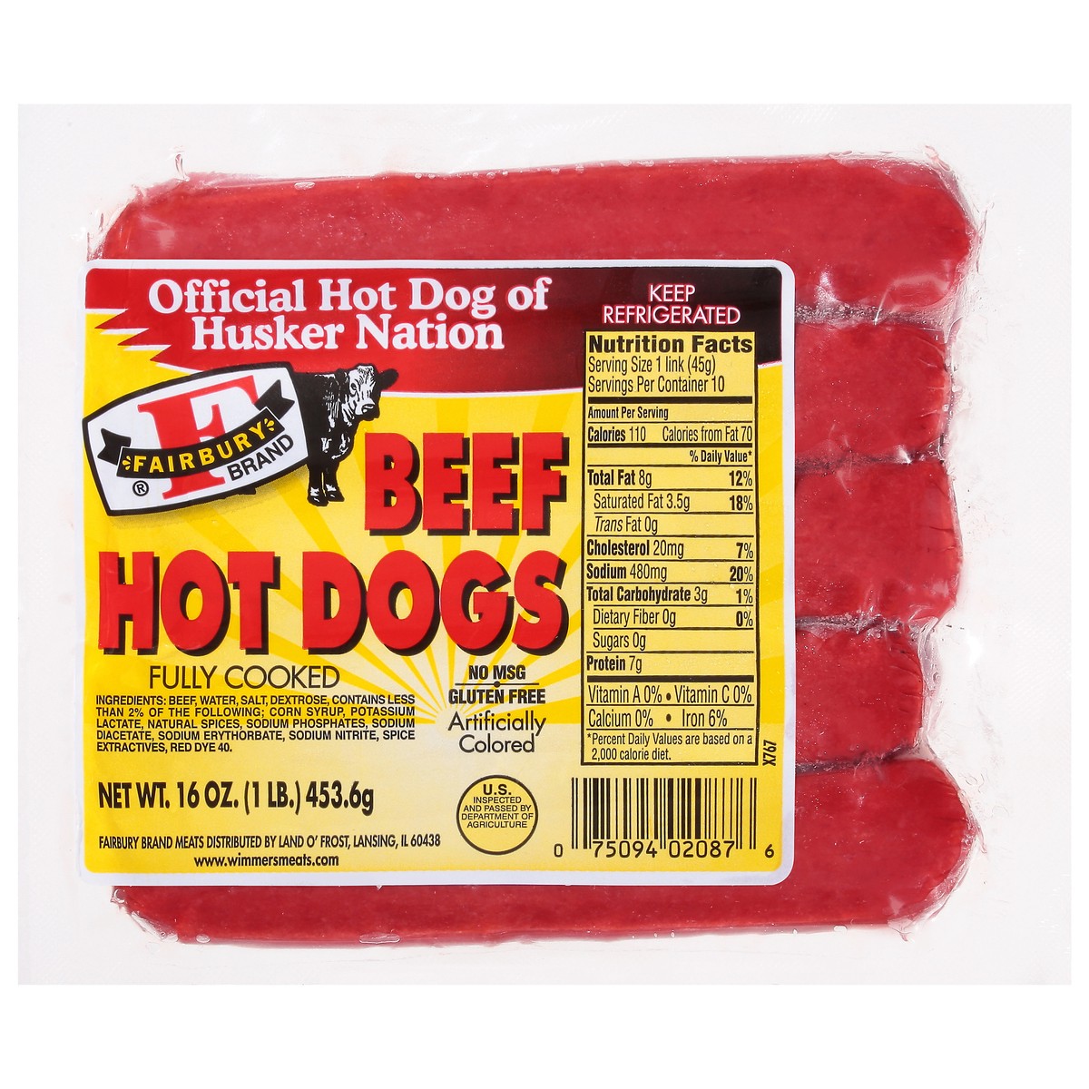 slide 1 of 9, Fairbury Beef Hot Dogs 16 oz, 16 oz
