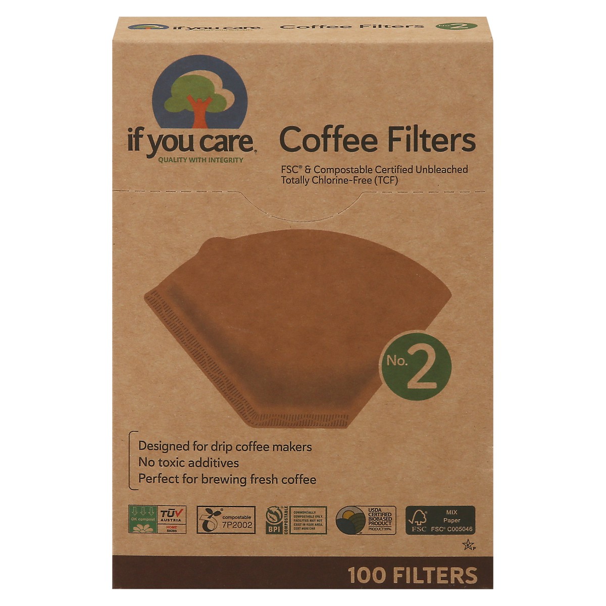 slide 1 of 1, If You Care Coffee Filters, No. 2 Size, 100 ct