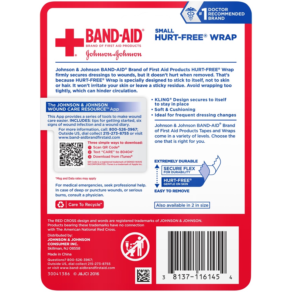 slide 6 of 6, Johnson & Johnson Band-Aid 1 in.Hurt-Free Wrap, 2.3 yd