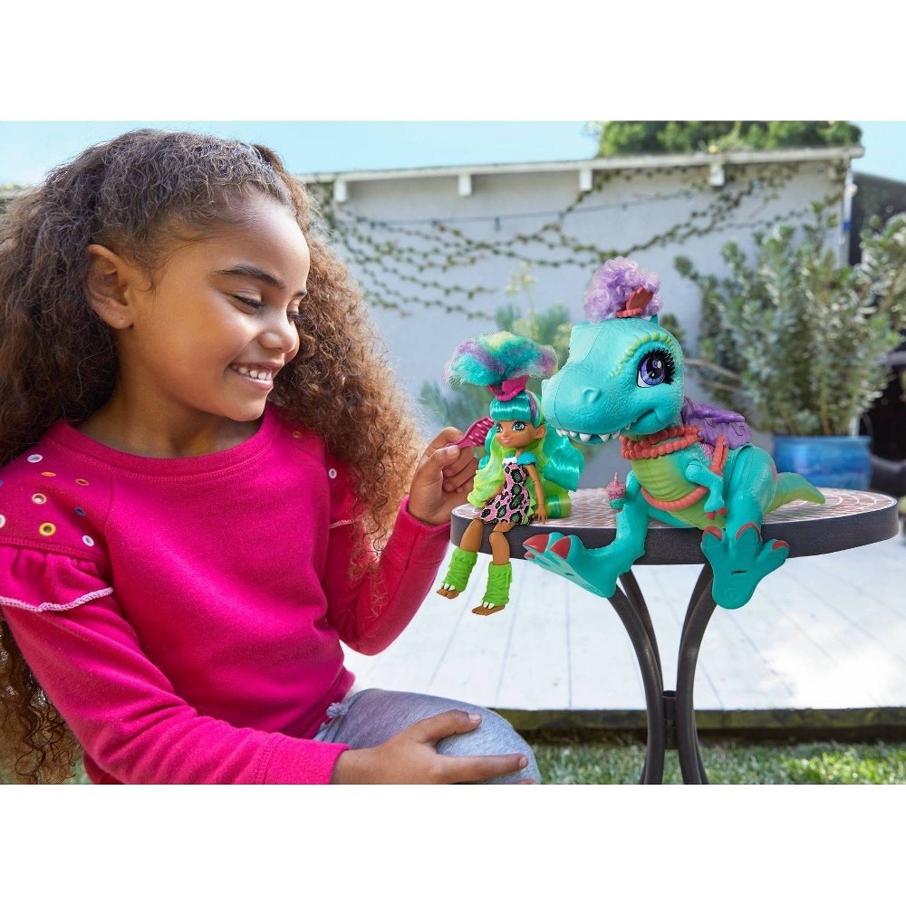 slide 3 of 6, Mattel Cave Club Rockelle Doll &; Tyrasaurus Dinosaur Playset, 1 ct