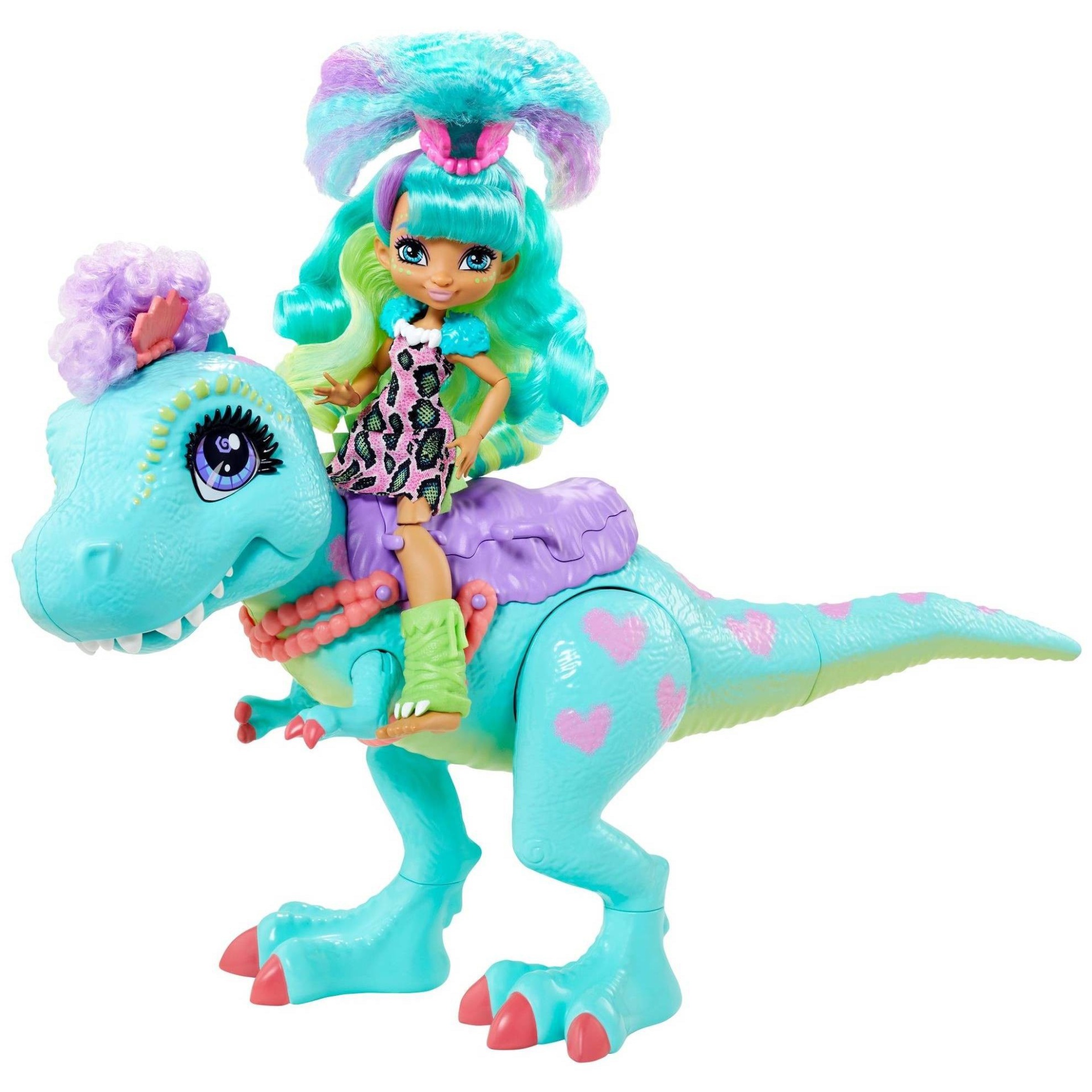 slide 1 of 6, Mattel Cave Club Rockelle Doll &; Tyrasaurus Dinosaur Playset, 1 ct