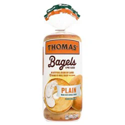 Thomas' Plain Whole Grains Bagels, 6 count, 18 oz