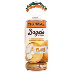 Thomas' Plain Whole Grains Bagels, 6 count, 18 oz