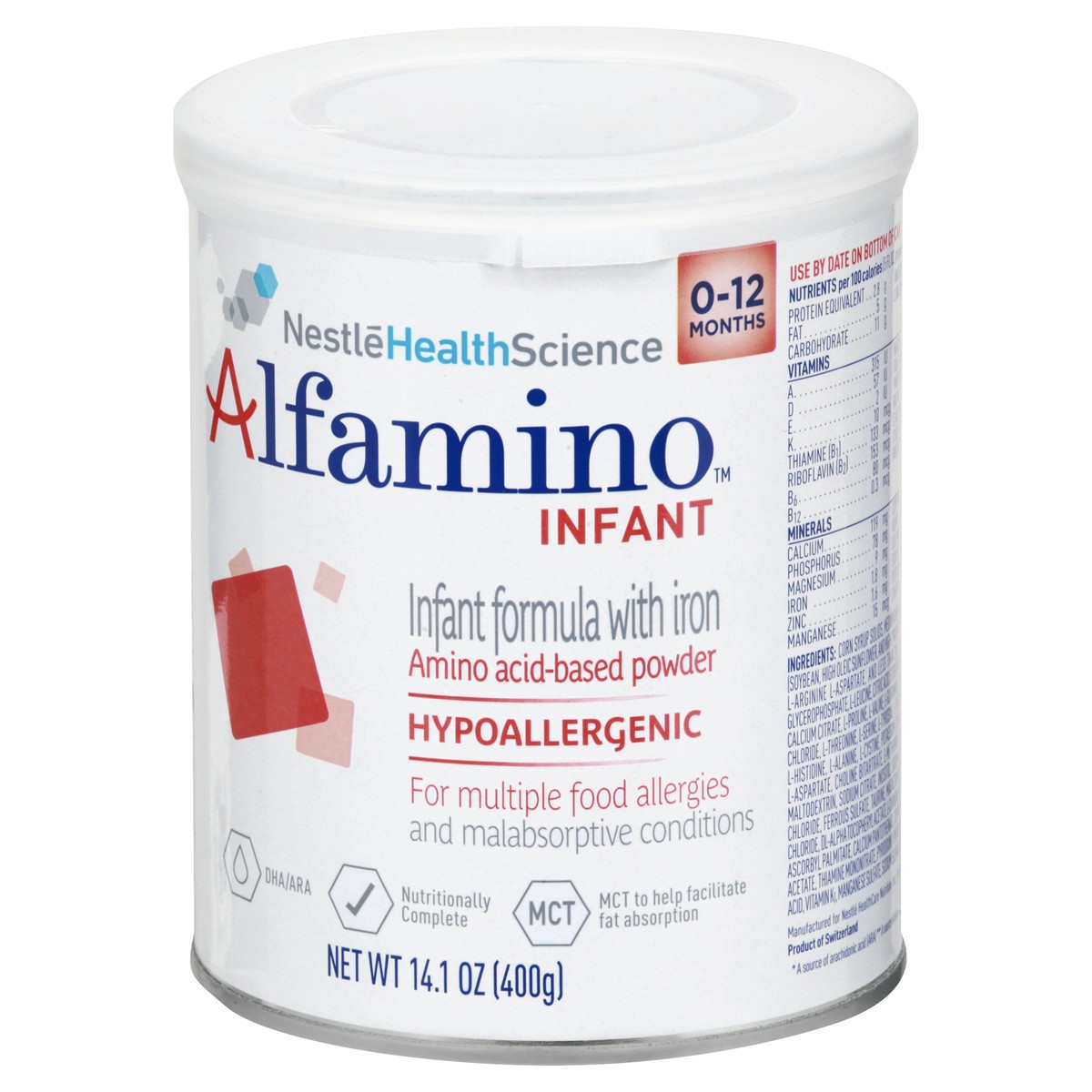 slide 2 of 10, Nestle Health Science Alfamino 0-12 Months Infant Formula with Iron 14.1 oz, 14.11 oz