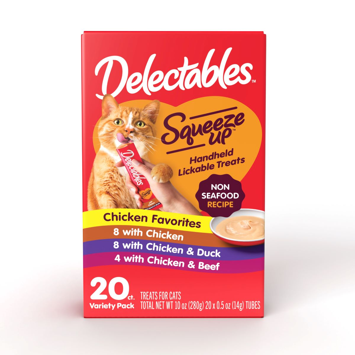 slide 1 of 5, Delectables Squeeze Up Non Seafood Lickable Cat Treat Variety Pack, 20ct, 20 ct; 10 oz