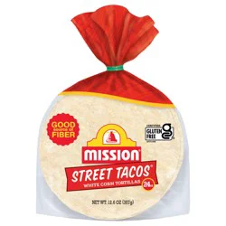 Mission White Corn Tortillas, Street Taco Size, 24 Count