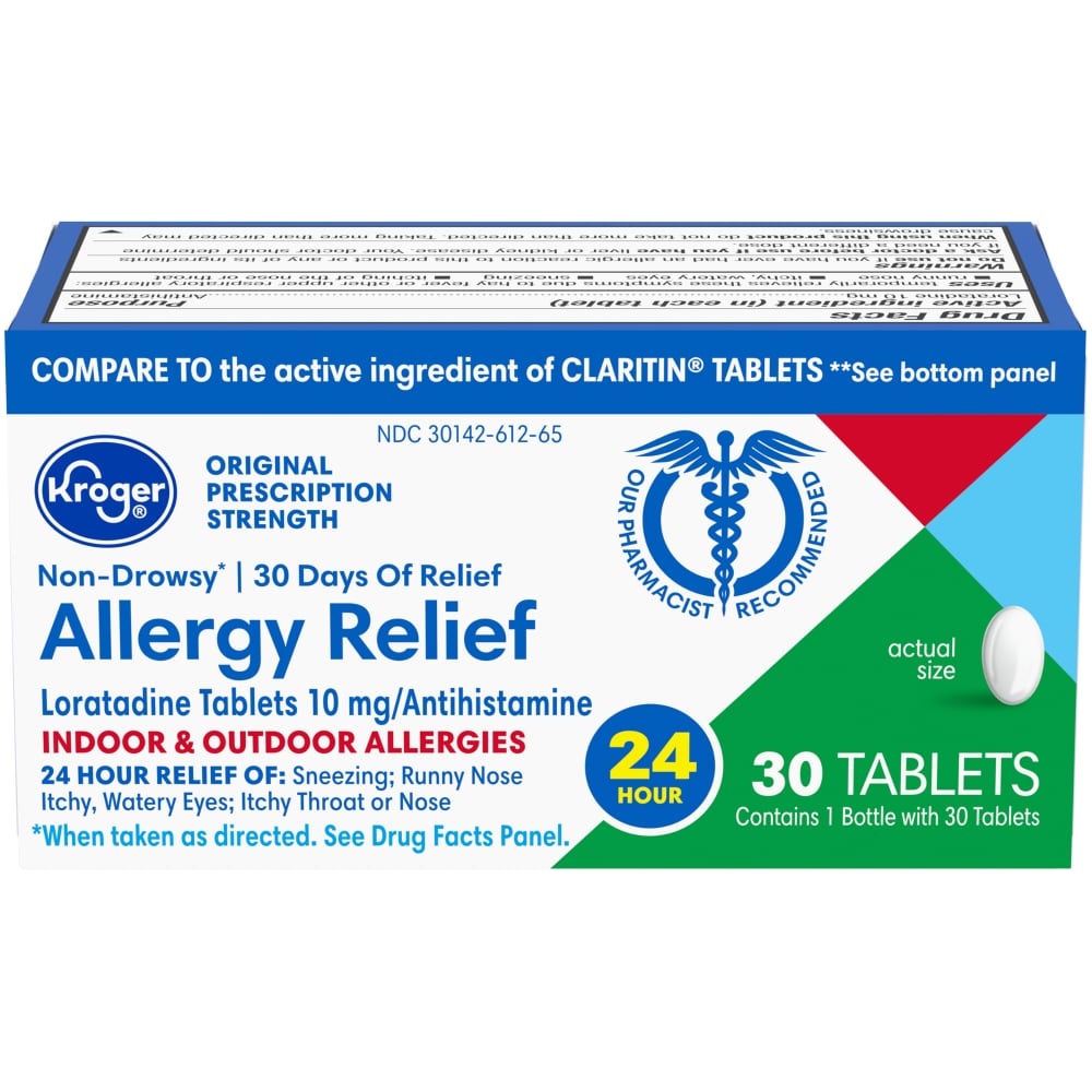 slide 1 of 1, Kroger Nondrowsy Allergy Relief Loratadine Tablets, 30 ct