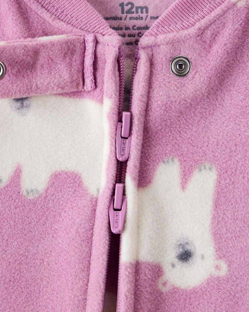 slide 2 of 3, Carter's Toddler Girl Polar Bear Loose Fit Long-Sleeve 2-Way Zip 1-Piece Pajamas Purple 5T, 1 ct