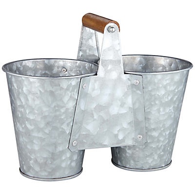 slide 1 of 1, Haven & Key Galvanized 2 Section Caddy With Wood Handle, 1 ct