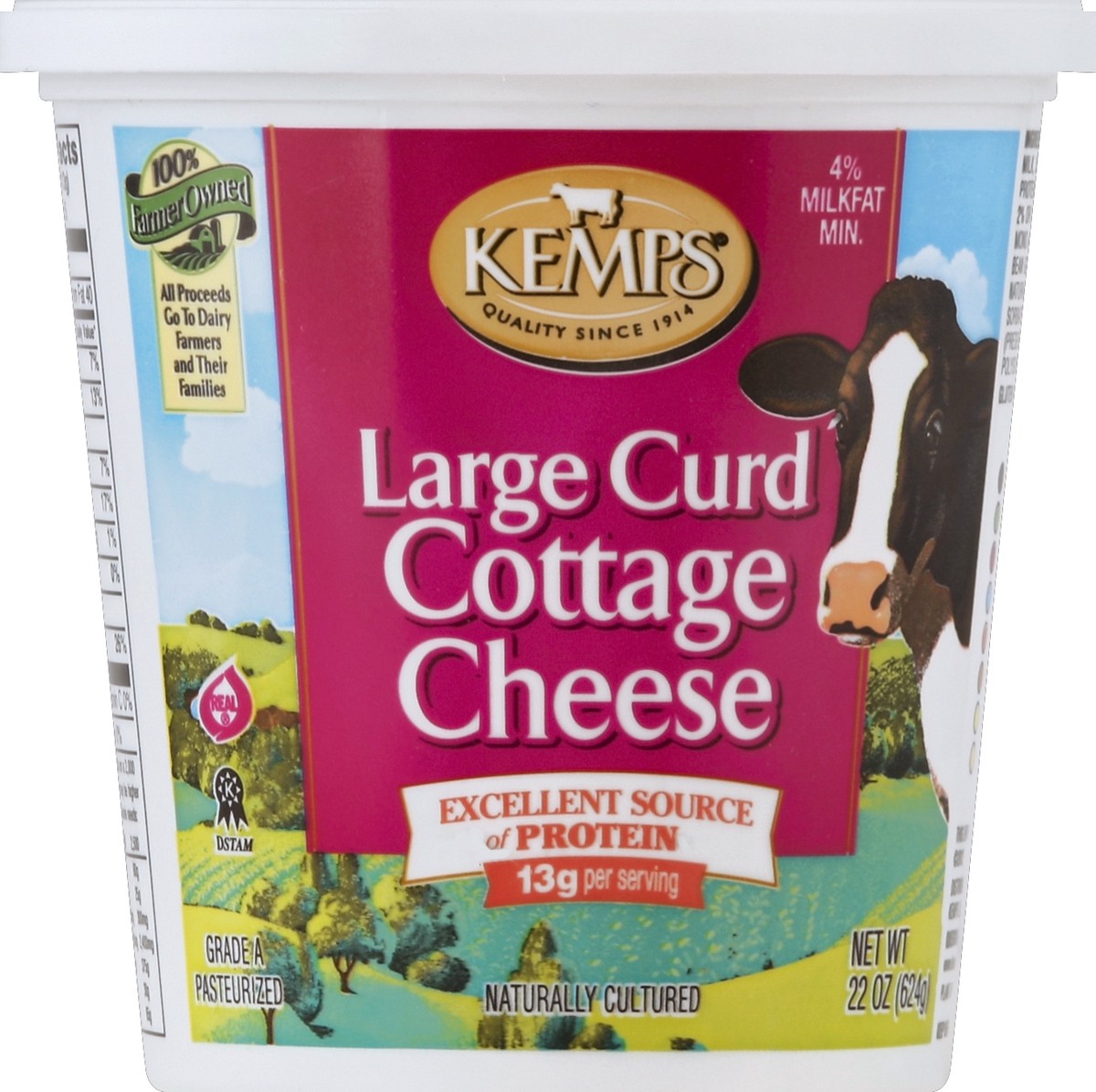 slide 1 of 3, Kemps Large Curd 4% Cottage Cheese, 22 oz