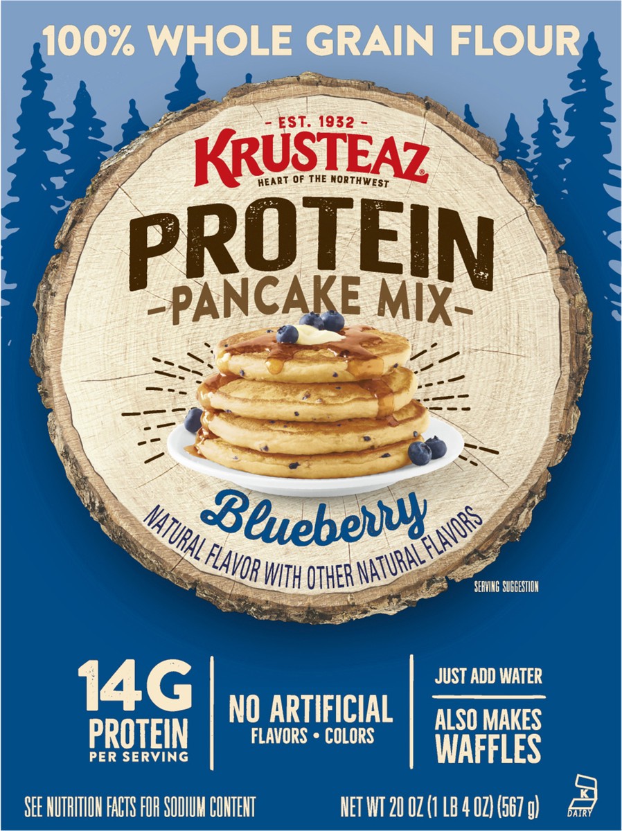 slide 1 of 7, Krusteaz Blueberry Protein Pancake & Waffle Mix, 20 oz