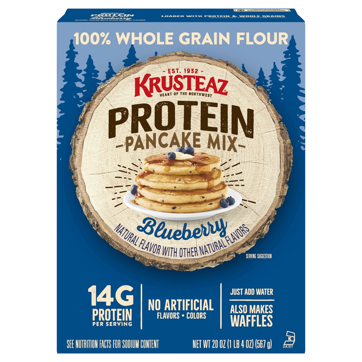 slide 1 of 7, Krusteaz Pancake Mix, 20 oz