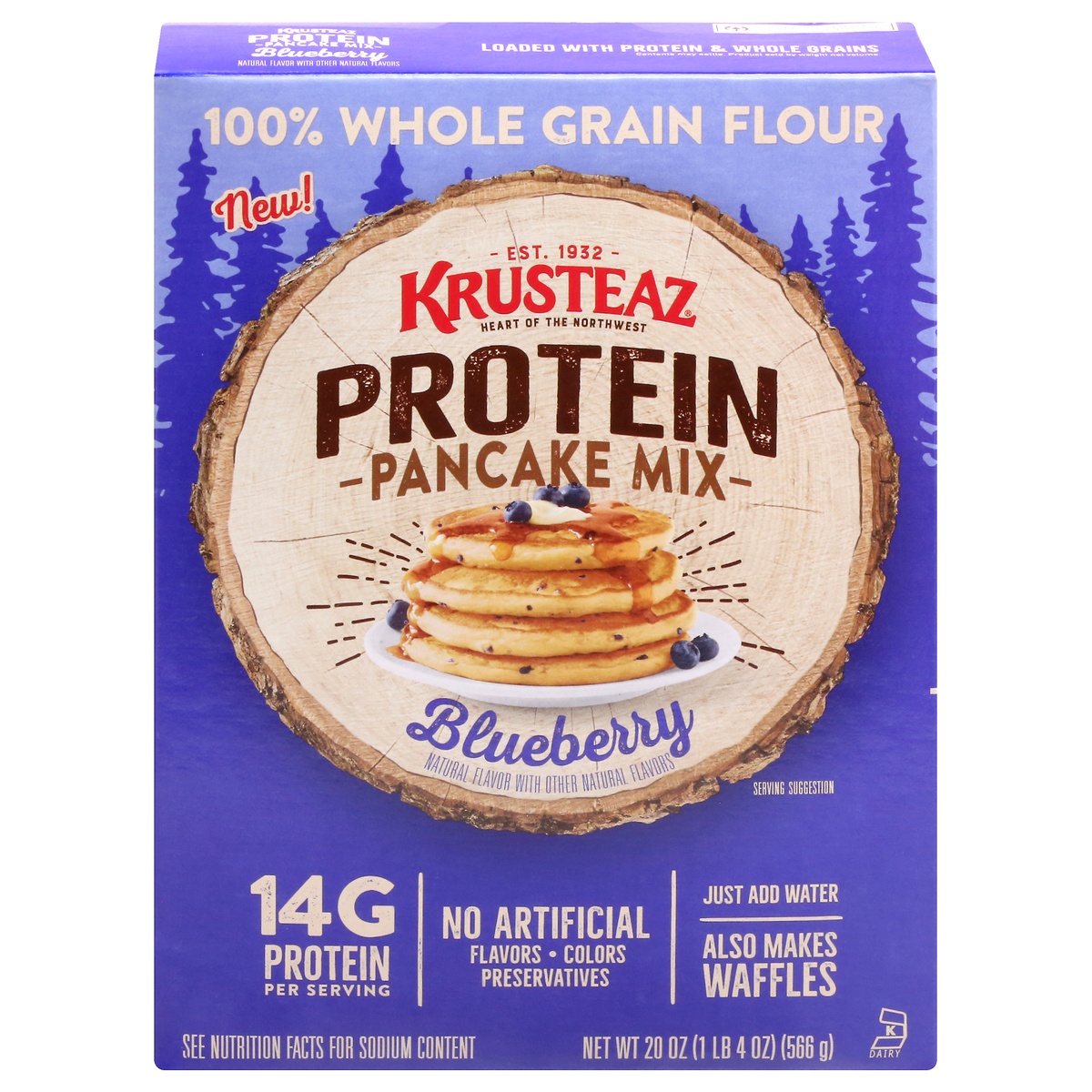 slide 1 of 1, Krusteaz Blueberry Protein Pancake Mix, 20 oz