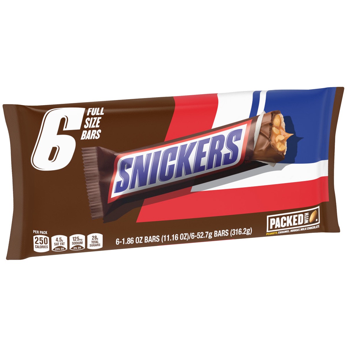 slide 3 of 8, Snickers Full Size Chocolate Candy Bars - 1.86oz/6ct, 6 ct; 1.86 oz
