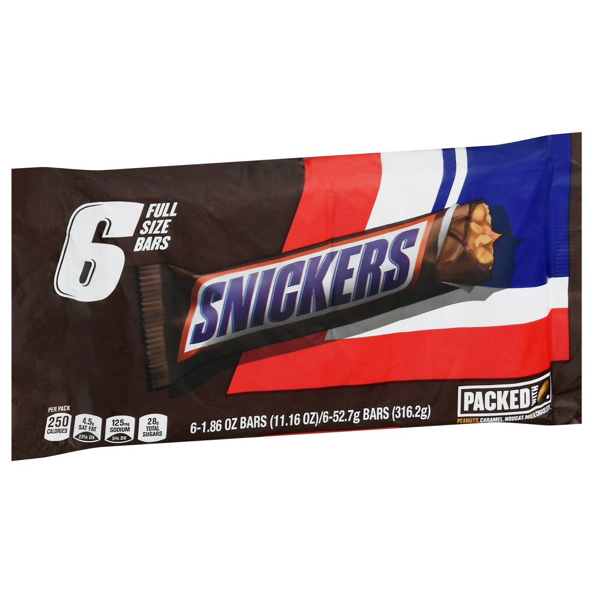 slide 2 of 11, Snickers Full Size Chocolate Candy Bars, 6 ct; 1.86 oz