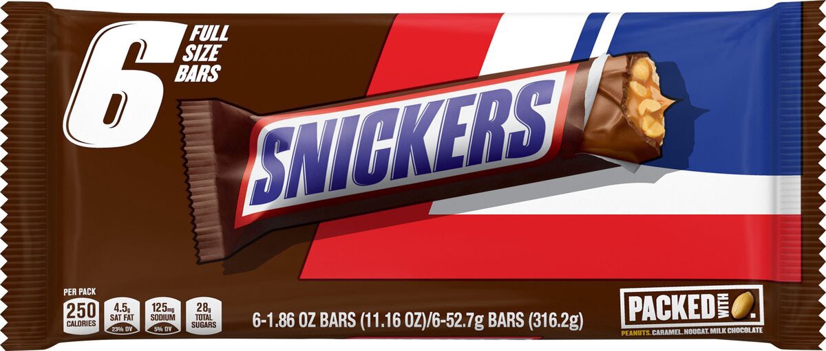slide 5 of 8, Snickers Full Size Chocolate Candy Bars - 1.86oz/6ct, 6 ct; 1.86 oz