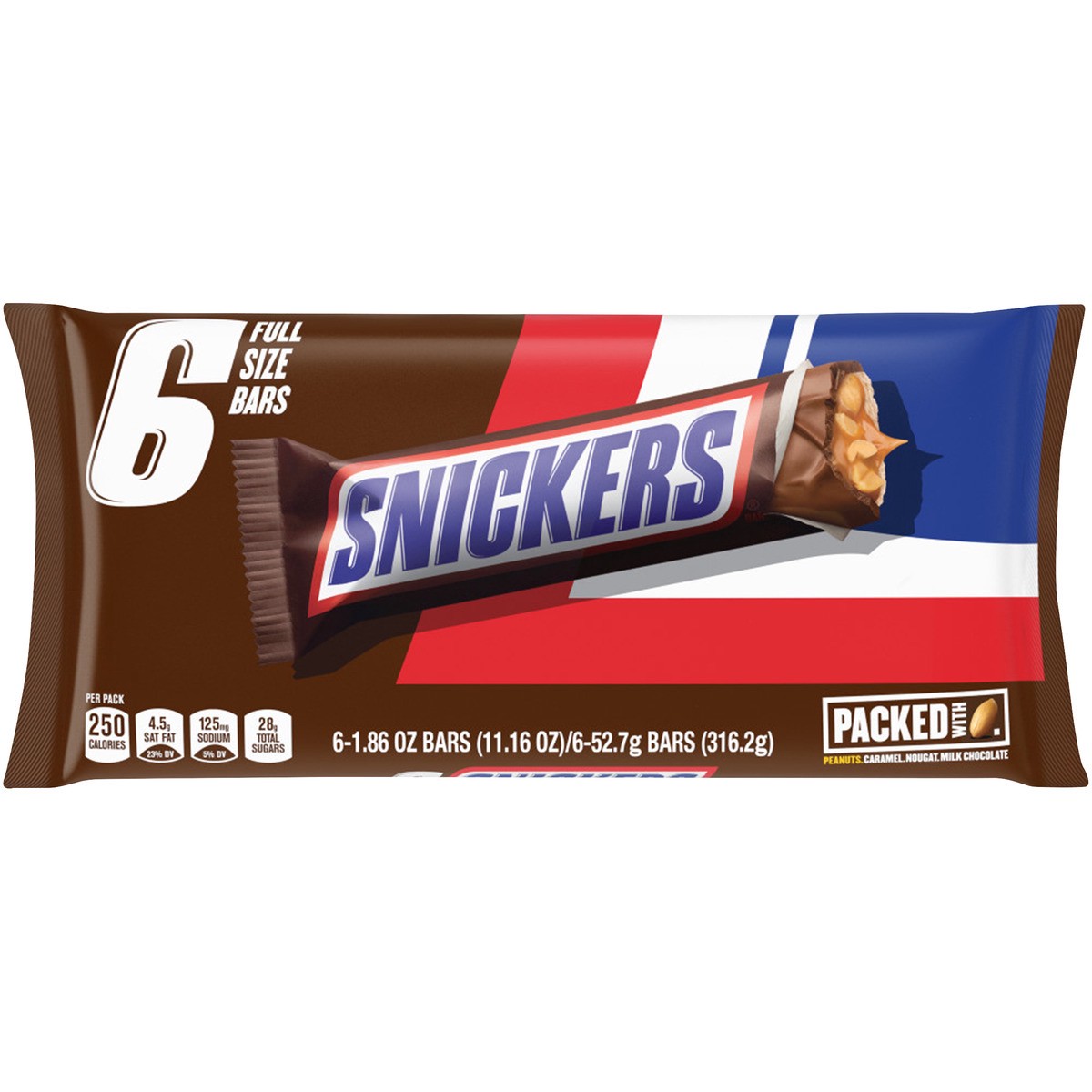 slide 1 of 8, Snickers Full Size Chocolate Candy Bars - 1.86oz/6ct, 6 ct; 1.86 oz