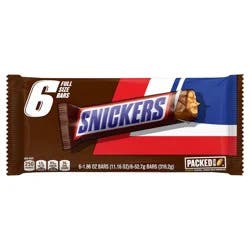 SNICKERS NFL Football Full Size Chocolate Candy Bars, Caramel Chocolate for Parties, Tailgating, or Game Day Snacks, 11.16 oz Bag (Pack of 6)